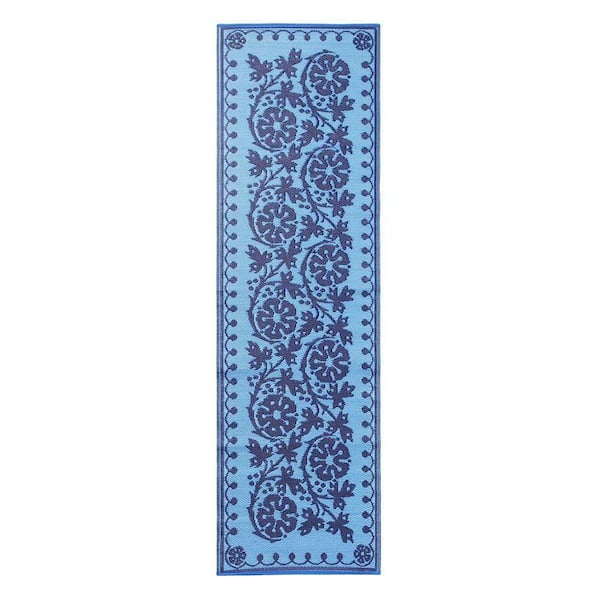 Achla Designs Navy Blue 2 ft. x 8 ft. Indoor/Outdoor Runner Rug