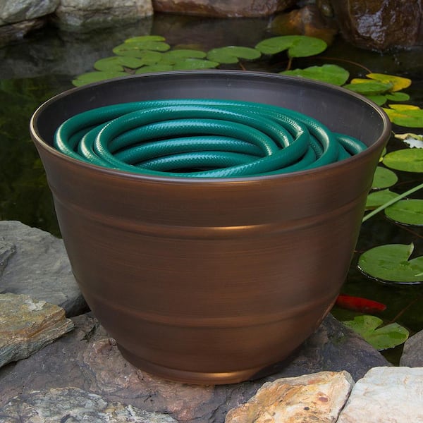 LIBERTY GARDEN Banded High Density Resin Hose Holder Pot with Drainage  LBG-1924 - The Home Depot