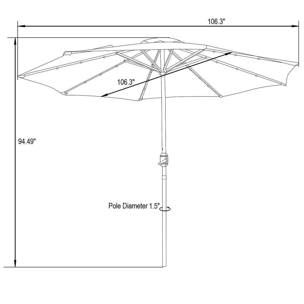 Sierra 9 ft Cream Outdoor Patio Umbrella with Solar LED Lights