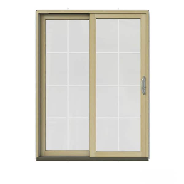JELD-WEN 60 in. x 80 in. W-2500 Contemporary White Clad Wood Left-Hand 8 Lite Sliding Patio Door w/Unfinished Interior