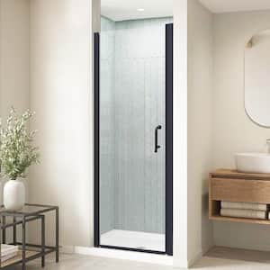 30-31 3/8 in. W x 72 in. H Pivot Semi-Frameless Shower Door in Black Swing Corner Shower Panel with Clear Glass, Handle
