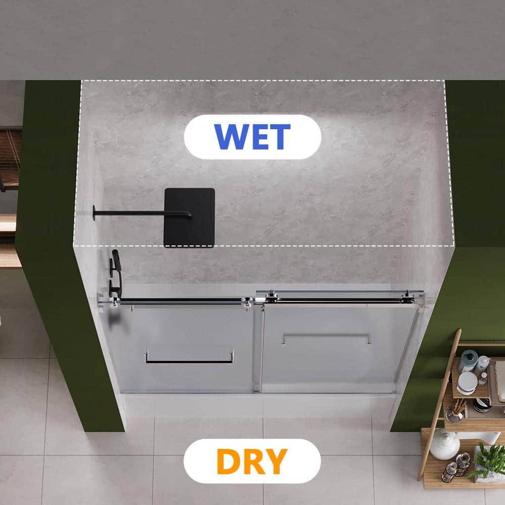 Chrome Double Sliding Frameless Bathtub Shower Door with Frosted Glass