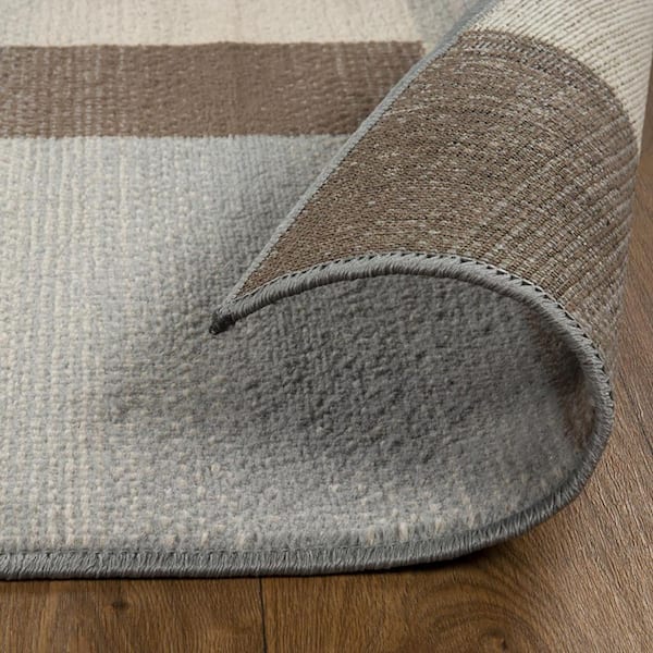 8 ft. x 10 ft. Grey Patchwork Power Loom Stain Resistant Area Rug