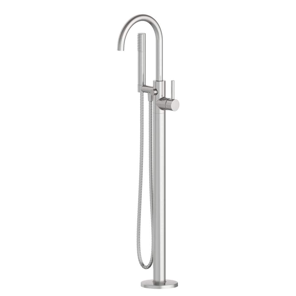 Dorind Single-Handle Freestanding Tub Faucet Floor Mounted with Handheld Hand Shower in Chrome