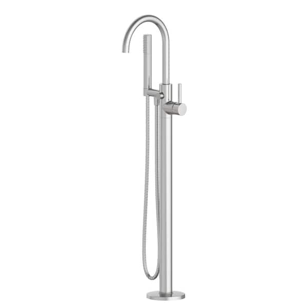 Dorind Single-Handle Freestanding Tub Faucet Floor Mounted with Handheld Hand Shower in Chrome