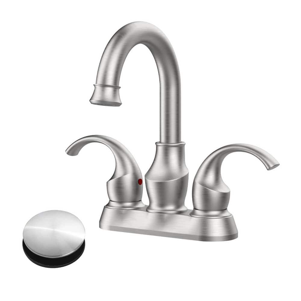 Rotatable 4 in. Centerset Double Handle Bathroom Faucet with Drain Kit Included in Brushed Nickel price history on PriceWatchPro
