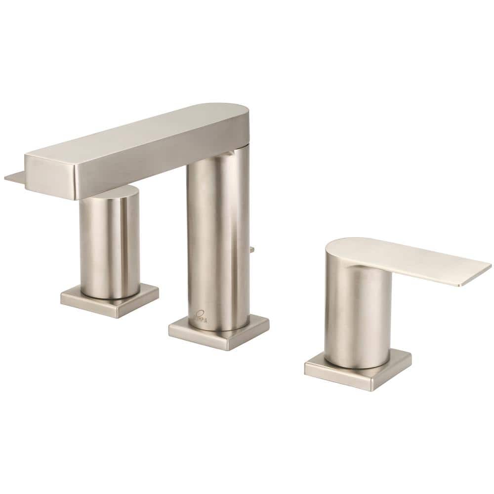 Brushed Nickel Widespread 2-Handle Bathroom Faucet with Drain Assembly