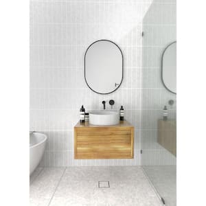 20 in. W x 28 in. H Stainless Steel Framed Pill Shape Bathroom Vanity Mirror in Black