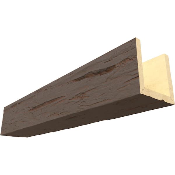 Ekena Millwork Endurathane 4 in. H x 4 in. W x 12 ft. L Hand Hewn Cedar Bark Faux Wood Beam