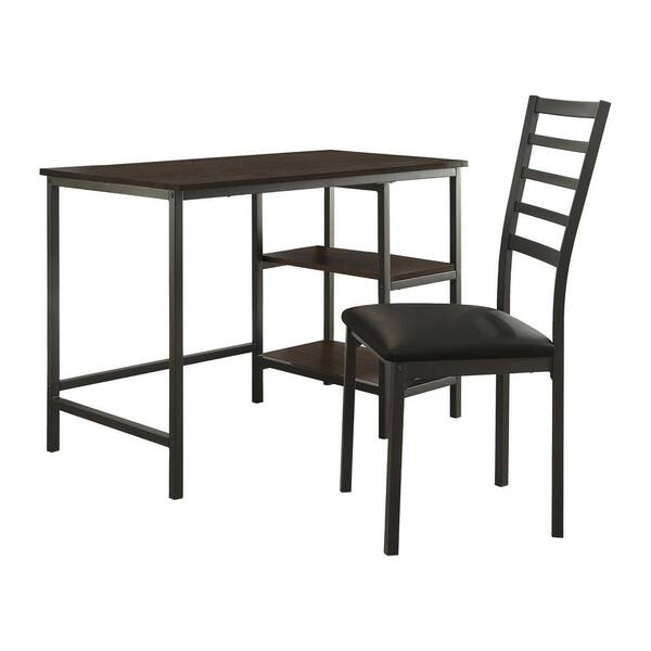 EVERGLADE HOME Tobias 42 in. Rectangular Black Metal Frame Writing Desk and Chair