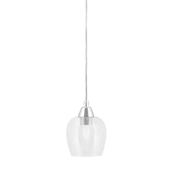 Unbranded Bryson 6 in. 1-Light Chrome Cord Pendant Light with 6 in. Clear Bubble Glass Shade, no bulb included