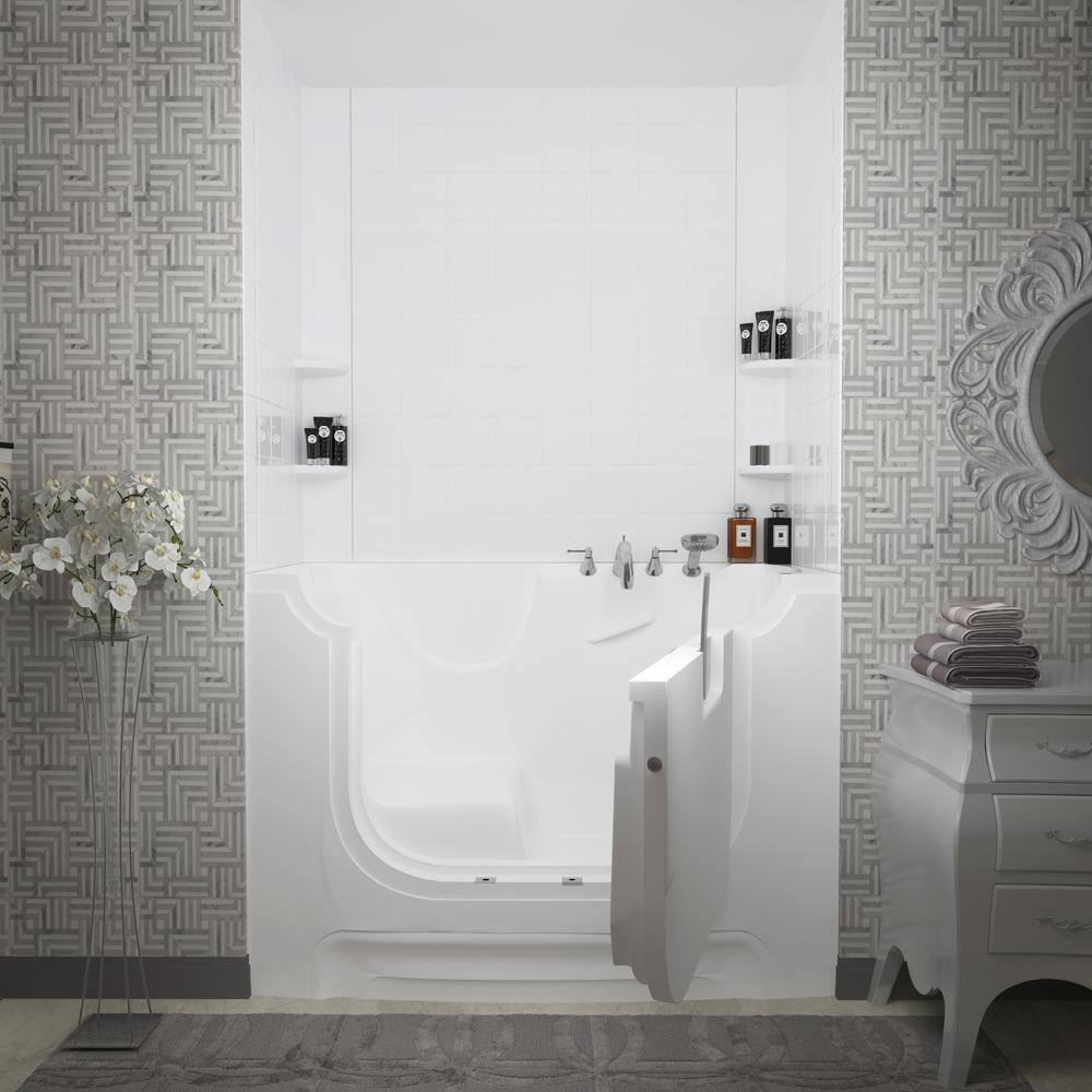 HandiTub 60'' x 30'' White Fiberglass Walk-In Bathtub with Faucet