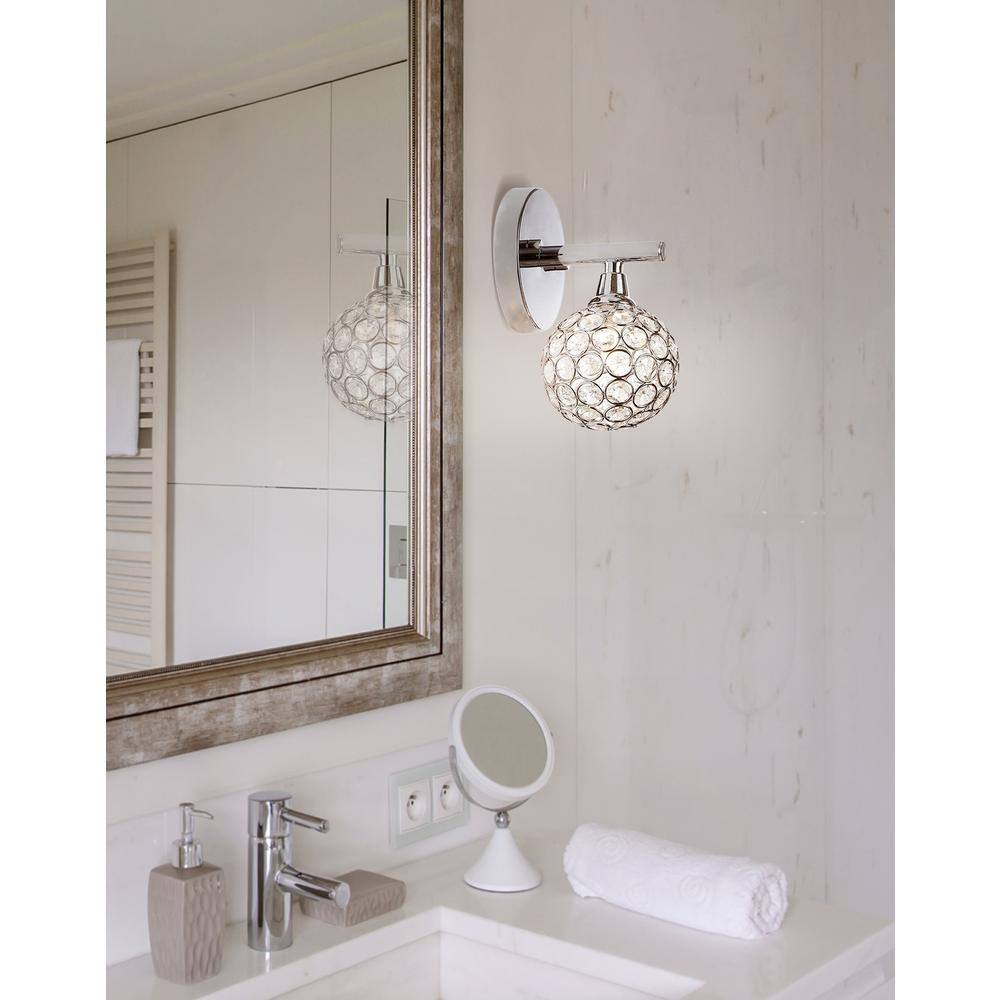 Maeve 4.75" Chrome Polished Globe Vanity Light with Crystal Prisms