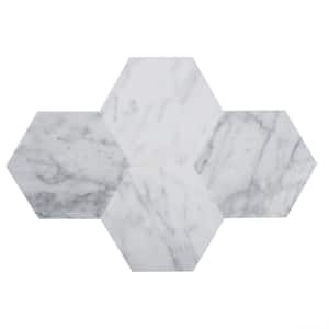 Carrara Hexagon 10.25 in. x 9 in. Honed Peel and Stick Backsplash Tile for Kitchen and Bathroom (6.41 sq. ft./Case)