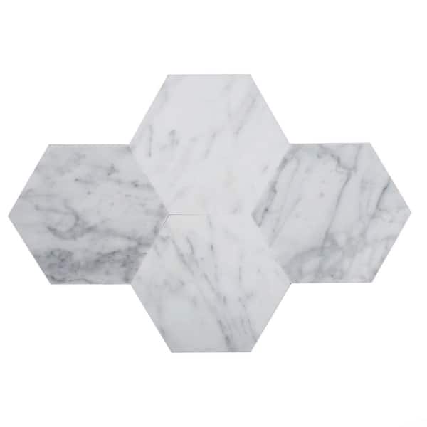 Apollo Tile Carrara Hexagon 10.25 in. x 9 in. Honed Peel and Stick Backsplash Tile for Kitchen and Bathroom (6.41 sq. ft./Case)
