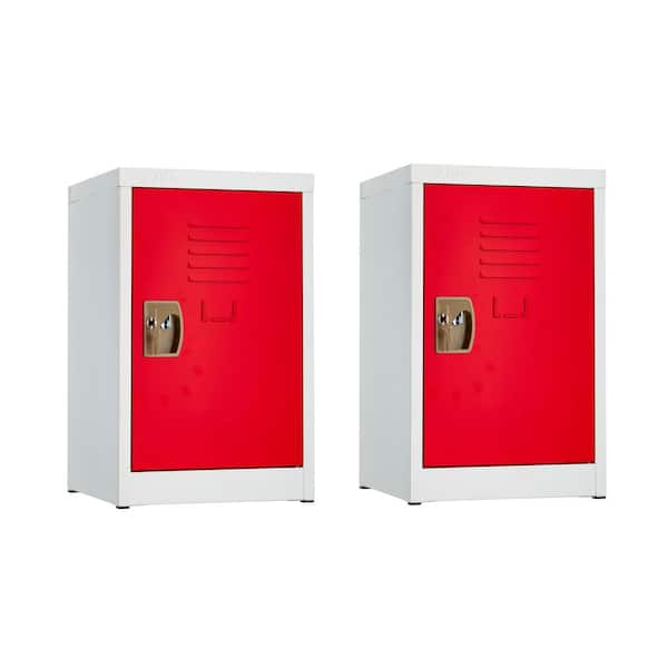 AdirOffice 629-Series 24 in. H 1-Tier Steel Storage Locker Free Standing Cabinets for Home, School, Gym in Red 2 Pack