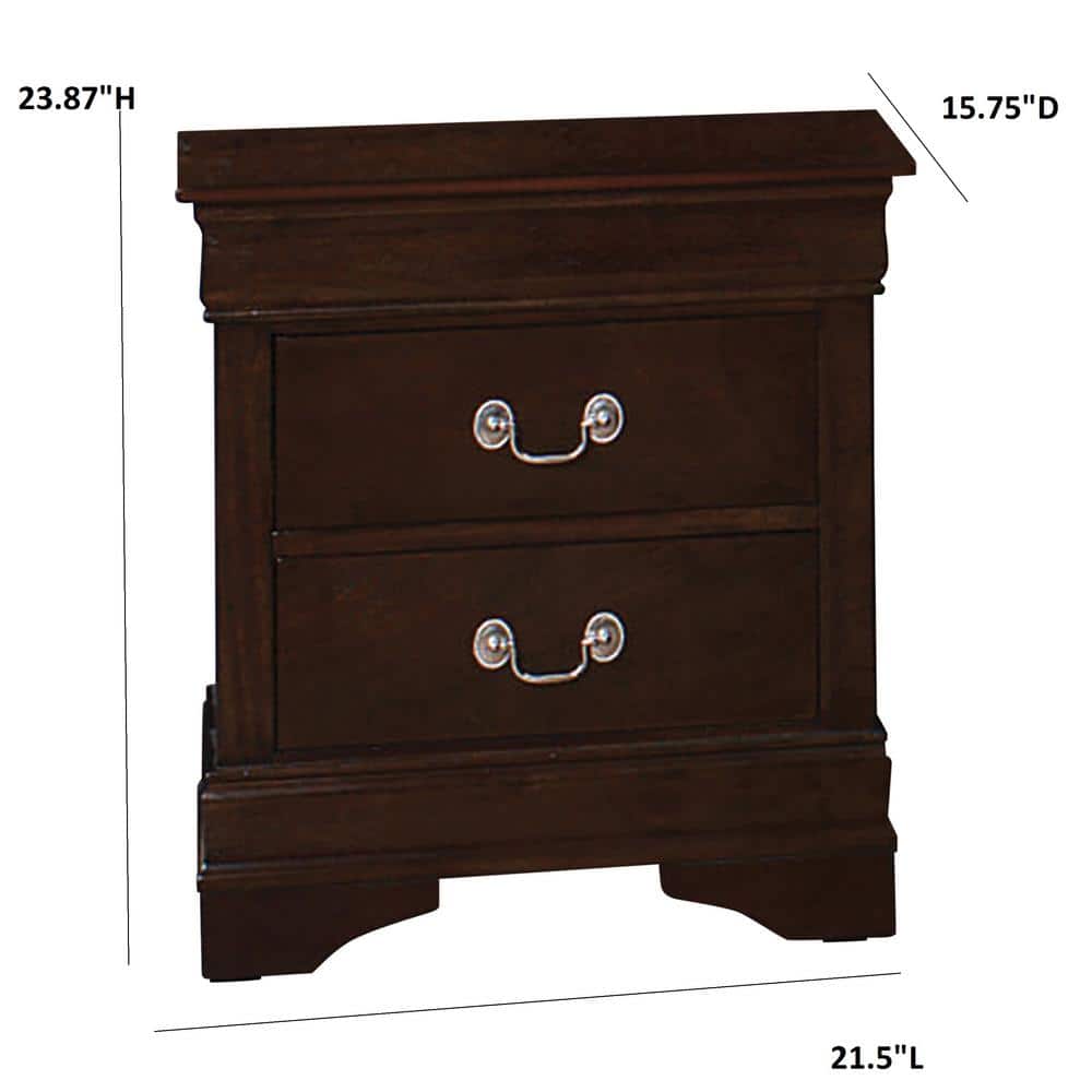 Transitional Cappuccino Nightstand with Bright Metallic Hardware