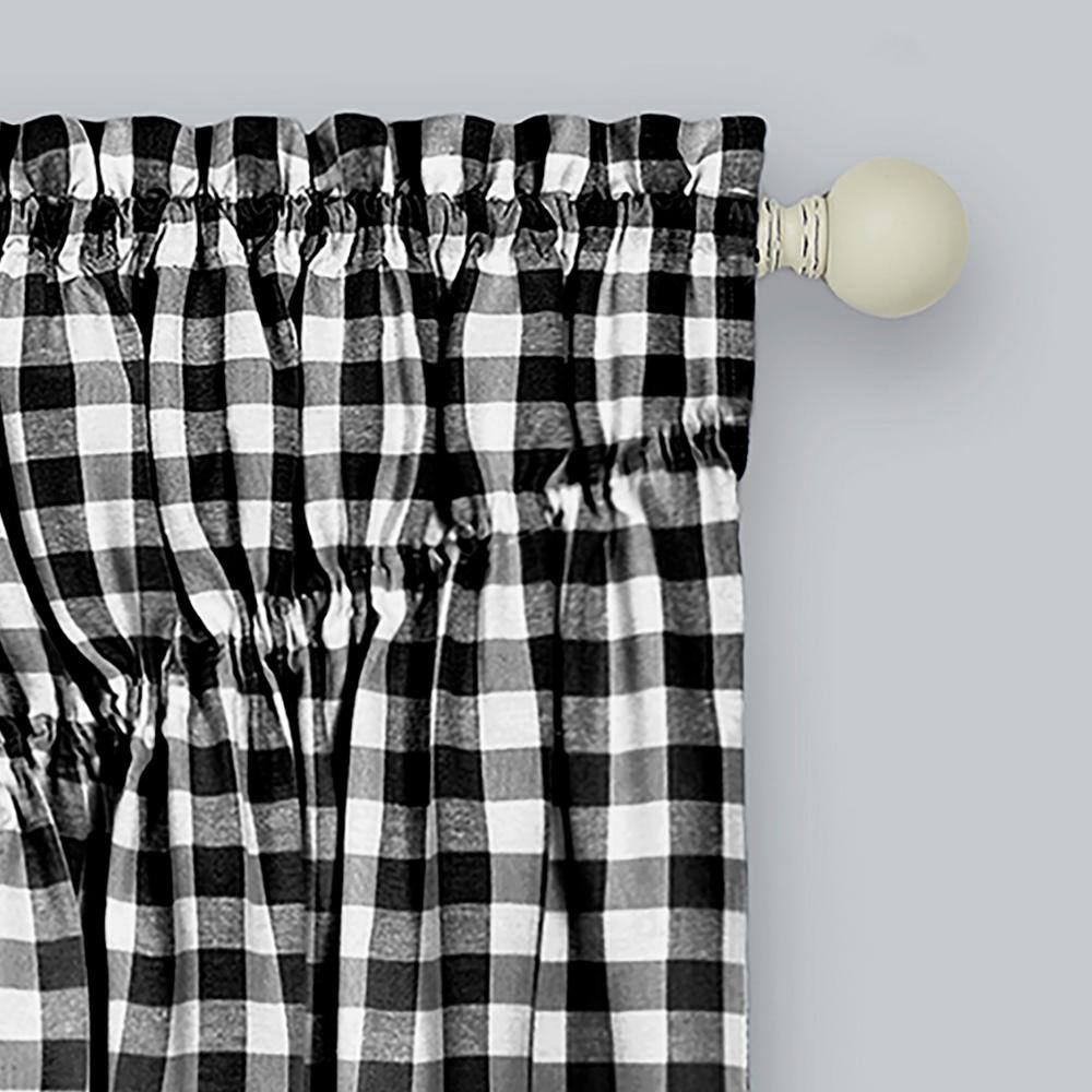 Buffalo Check Black and White Cotton Polyester Light Filtering Window Drapes