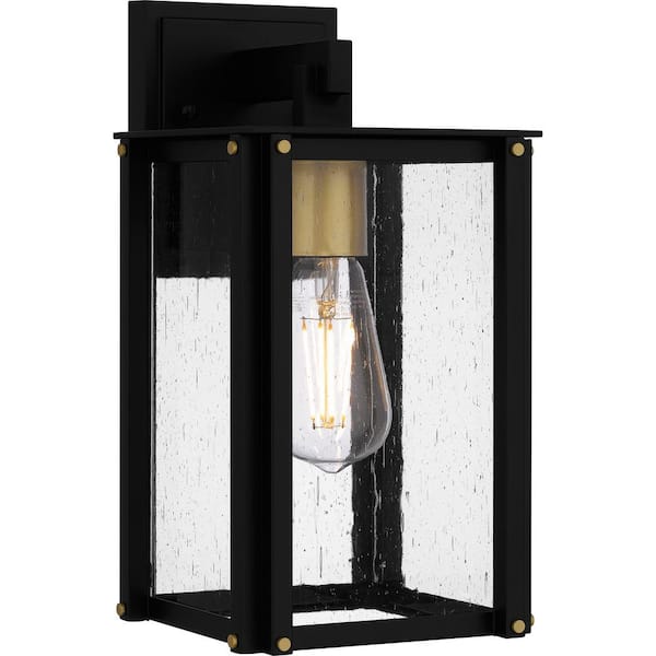 Quoizel Robbins 12 in. Matte Black Hardwired Outdoor Wall Lantern Sconce