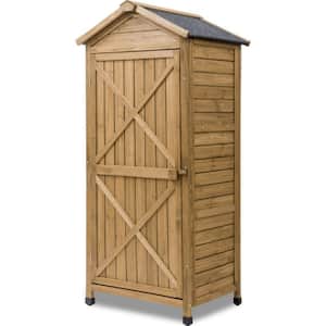 1.5 ft. W x 2.1 ft. D Outdoor Wooden Storage Sheds Fir Wood Lockers in Brown with Workstation (3.15 sq. ft.)