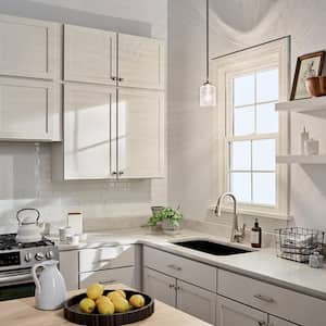 Winslow 1-Light Brushed Nickel Contemporary Kitchen Mini Pendant Hanging Light with Clear Seeded Glass