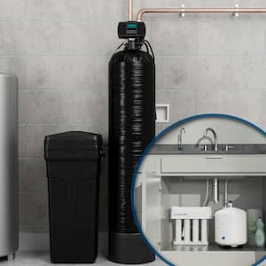 64,000 Grains Whole House Water Softener/Reverse Osmosis Drinking Water Filter Bundle