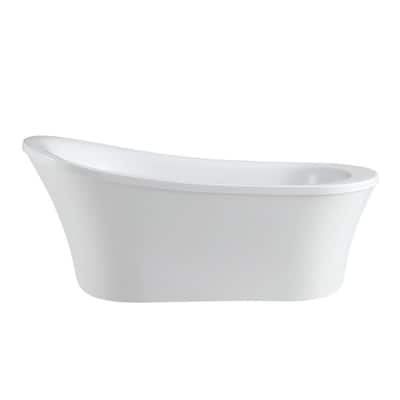 Aiden 70 in. L Acrylic Single Slipper Flatbottom Non-Whirlpool Bathtub in White