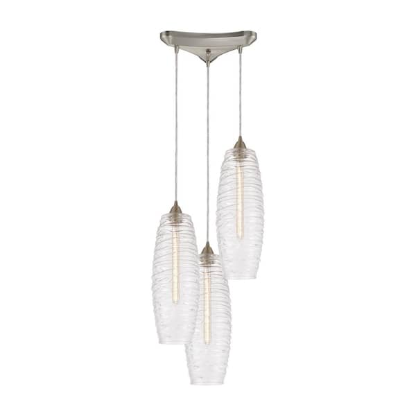 Lamingo 3-Light Satin Nickel Mini Pendant Light with Glass Shade