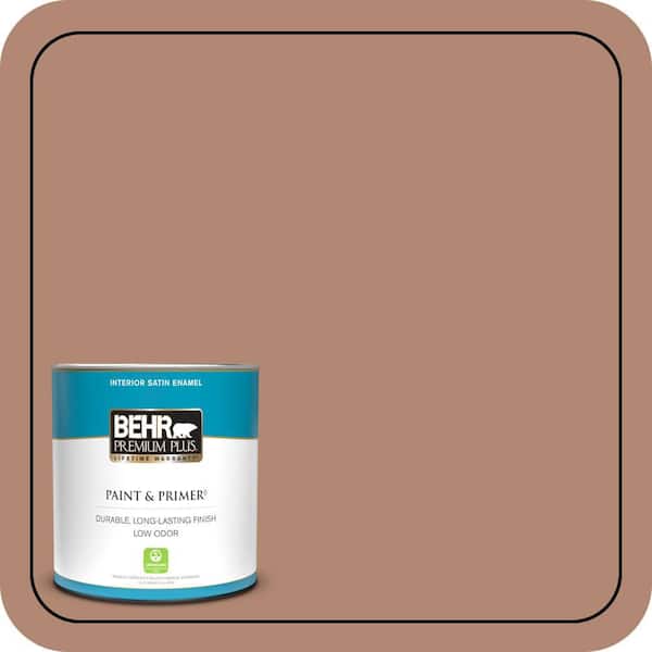 BEHR PREMIUM PLUS 1 qt. #S200-5 Minestrone Satin Enamel Low Odor Interior Paint & Primer