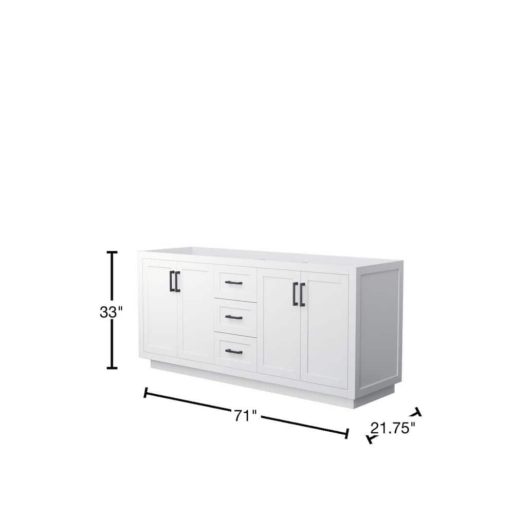 Miranda 72" White Double Freestanding Vanity with Matte Black Hardware