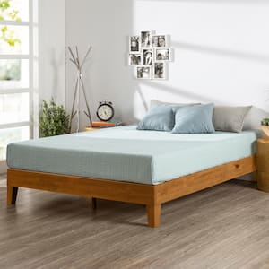 Brown Deluxe Wood Frame 12 in. King Platform Bed with Easy Assembly
