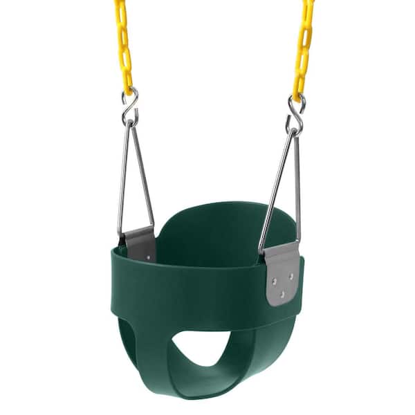 Yellow High Back Full Bucket Toddler Swing Seat with Coated Chains Fully Assembled Baby Swing Set Accessories