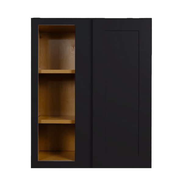 Shaker Assembled 27 in. W x 30 in. H x 12 in. D Wall Blind Corner Cabinet in Charcoal Black