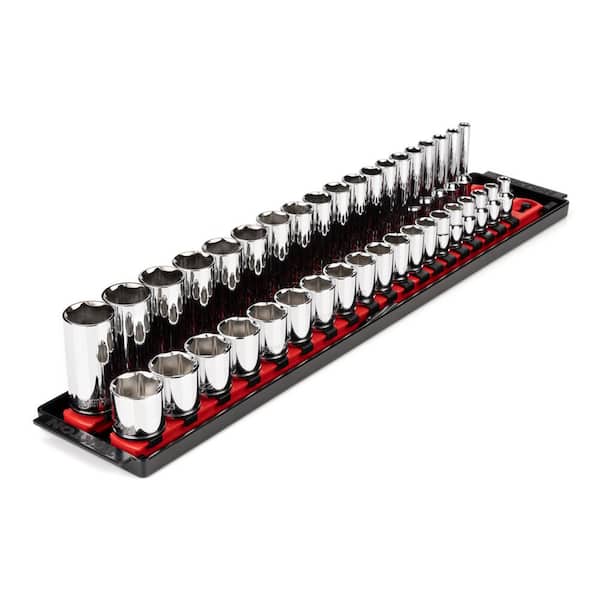 TEKTON 3/8 in. Drive 6-Point Socket Set with Rails(6 mm-24 mm) (38-Piece)