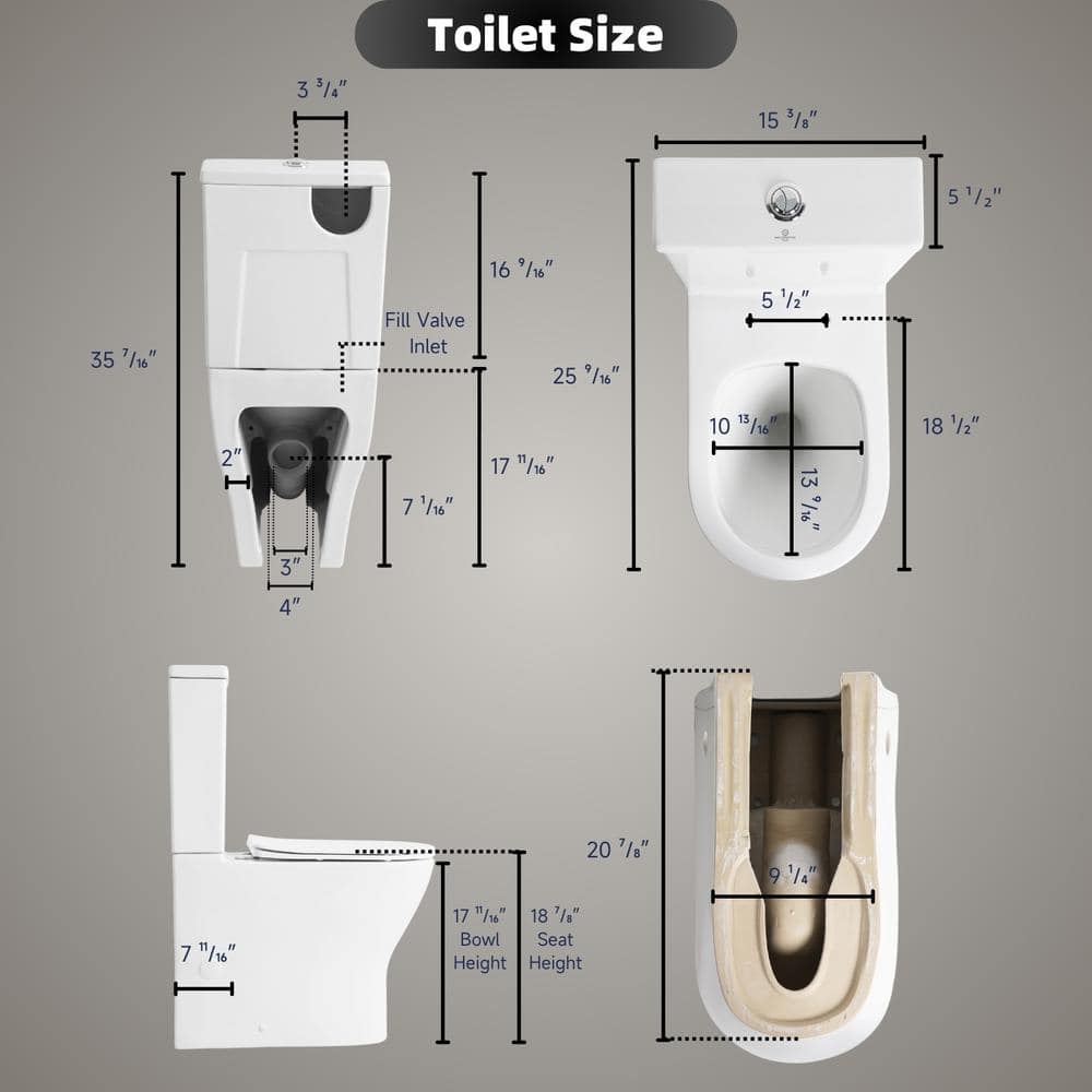 White Ceramic Two-Piece Elongated Macerating Toilet System