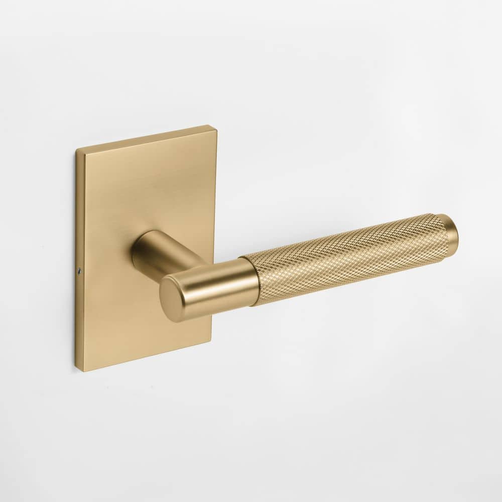 Taylor Champagne Gold Modern Knurled Interior Door Handle, Rectangle Plate with Concealed Screws (Passage - Hall/Closet) price history on PriceWatchPro