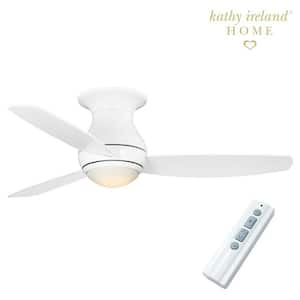 Curva Sky 52 in. Outdoor Matte White Hugger Ceiling Fan with LED Light and Remote Control