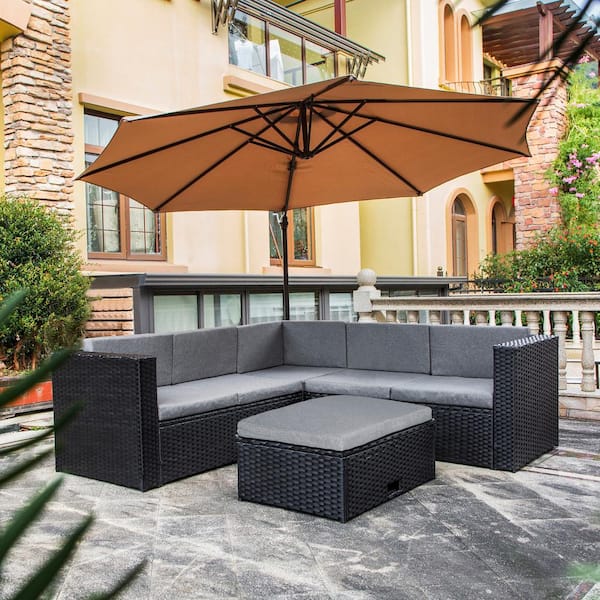 Westin Outdoor Kaison Black 4 Piece Wicker Patio Sectional Sofa Set With Gray Cushions P152 01 Wicker Outdoor Patio Sectional Sofa Set, Sirio Outdoor Furniture Reviews