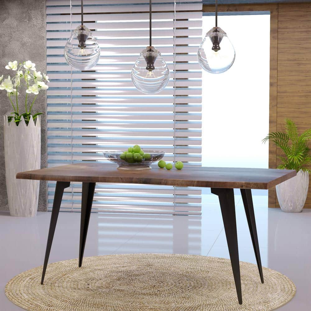 Ravenna 63" Dark Brown Wood Rectangular Dining Table with Metal Legs