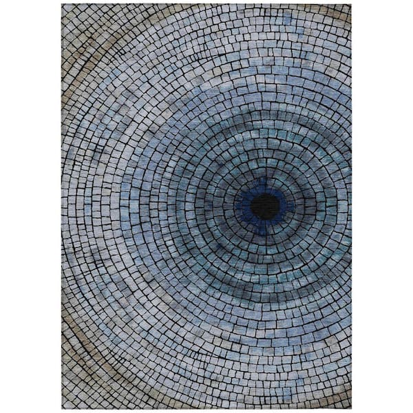 Chantille Machine Washable Indoor/Outdoor Abstract ACN2524 Denim 8 ft. x 10 ft. Area Rug