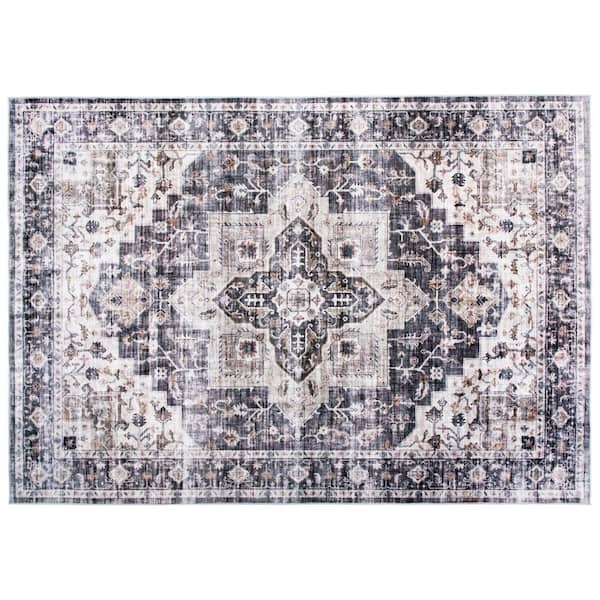 World Rug Gallery Gray 5 ft. x 7 ft. Distressed Traditional Machine Washable Area Rug