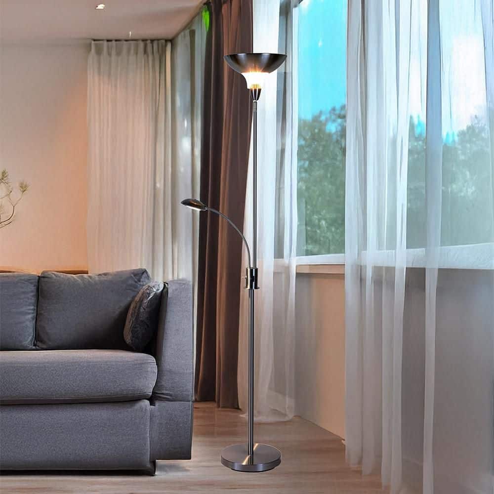 72 in. Silver Standard Bright Floor Lamp Reading Lamp for Living Rooms, Offices Tall Standing Lamp for Bedroom Reading price history on PriceWatchPro