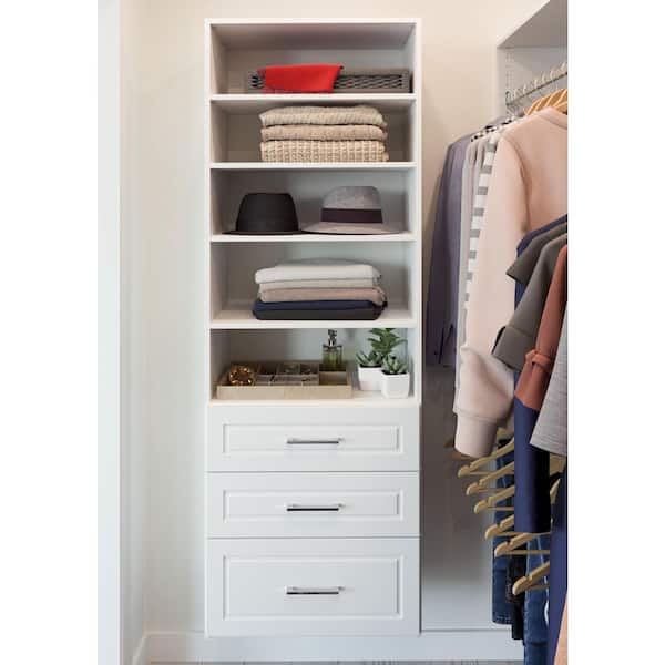Closet Evolution Modern Raised Ultimate 60 in. W - 96 in. W White Wood  Closet System WH64 - The Home Depot