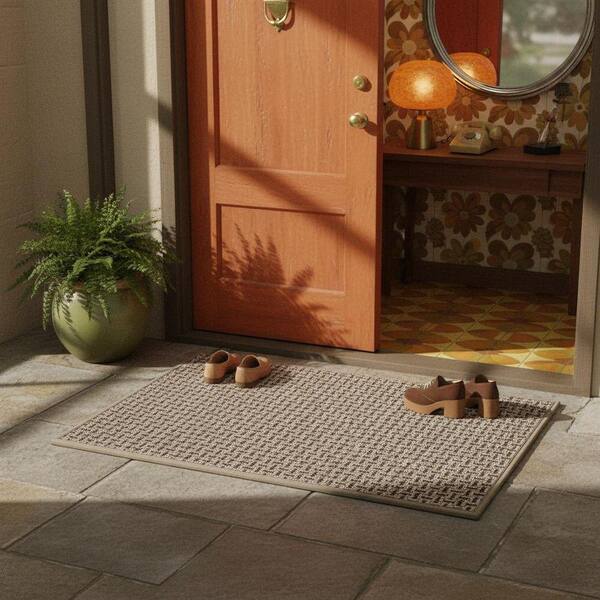 リラックション S ブラウン マット Brown 17 in. x 30 in. Indoor Non-Slip Rubber Backing Front Door