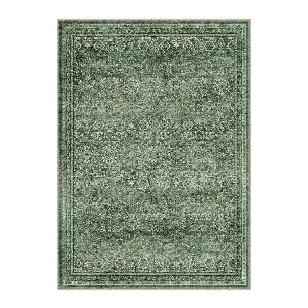 The Wizard of Oz 3 ft. X 5 ft. Green Distressed Washable Vintage Floral Area Rug price history on PriceWatchPro