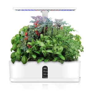 Hydroponics Growing System Indoor Garden 9 Pods Indoor Gardening System with LED Grow Light Height White