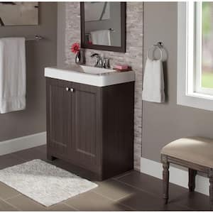 Shaila 30.5 in. W x 16.25 in. D x 35.06 in. H Single Sink Bath Vanity in Silverleaf with White Cultured Marble Top