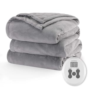 62 in. x 84 in. Nordic Premium Heated Electric Blanket, Twin Size, Light Marble Grey