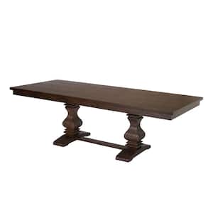 Karol Walnut Color Wood Top 42 in. W Double Pedestal Base Dining Table With 8 Seat Capacity