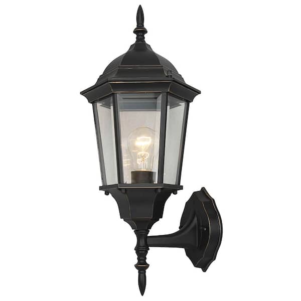 Unbranded Amad Black Outdoor Hardwired Lantern Sconce with Incandescent